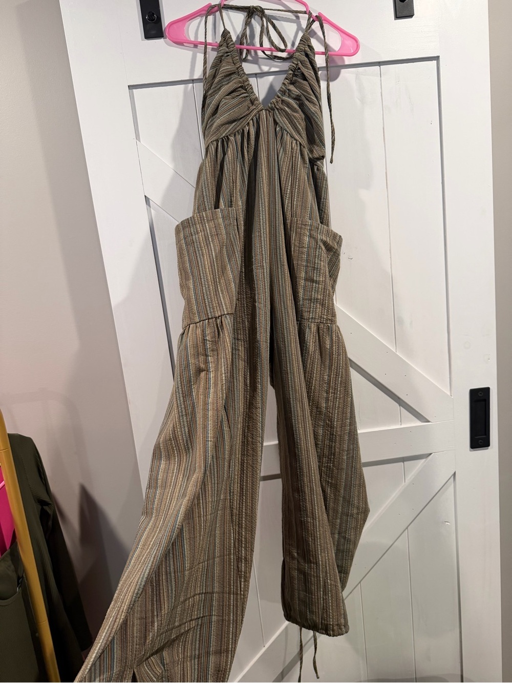Cupshe Olive Striped Tie-Back Harem Jumpsuit - Picture 3 of 8